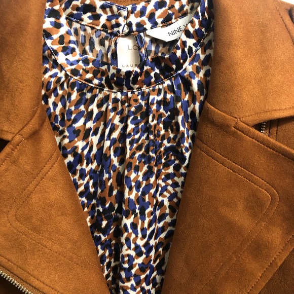 LC Lauren Conrad Brown Moto Jacket and Nine West Blouse. - Picture 2 of 11